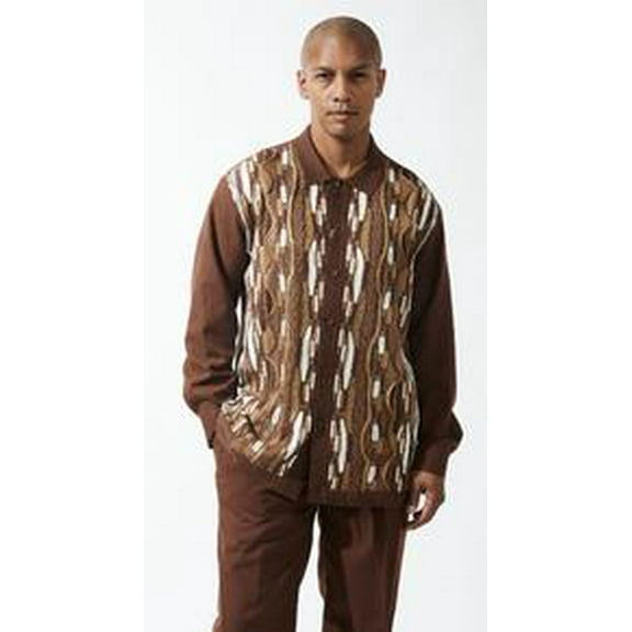 Silversilk Mens Matching 2 Piece Walking Suit Brown Knitted 83015