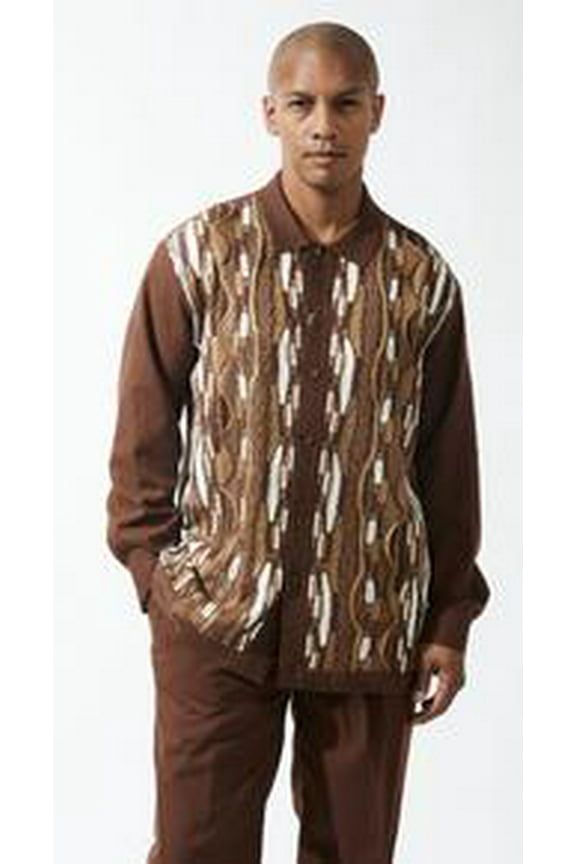 Mens Matching 2 Piece Walking Suit Brown Knitted 83015