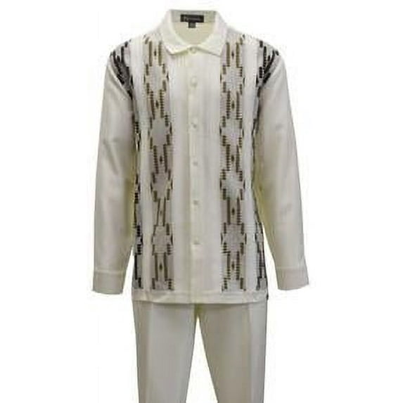 Silversilk Mens Walking Suit Cream Knit Front Outfit Leather Trim 4407