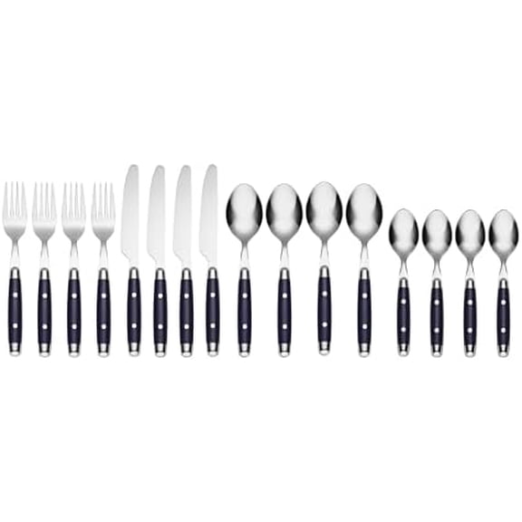 Silversmiths, Blue, Jubilee Flatware, Service for 4, 16 Piece Set, Dorm Room Essentials, First Apartment