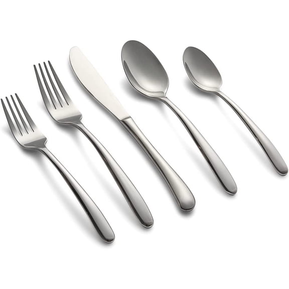 Silversmiths Jude Mirror 45 Piece Flatware Set, Service for Eight, silver
