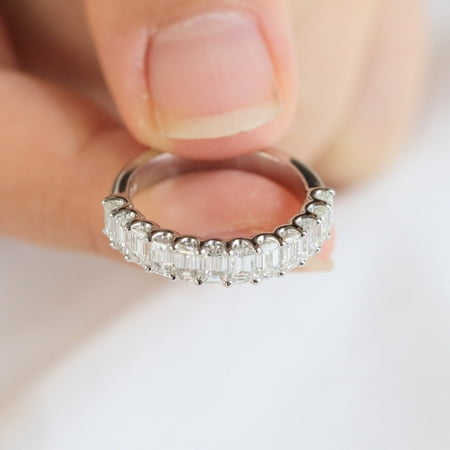 Silverstar Gems 14K White Gold Finish Cubic Zirconia Trending Wedding Band