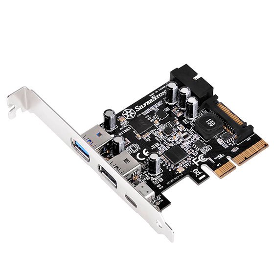 Silver Stone Technologies ECU05 USB 3.1 & 3.0 Pcie Card with External Type C & Internal 19 Pin Connector