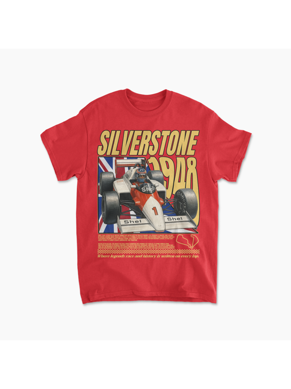 Silverstone Racing T-Shirt | Inspired British Motorsports Track Tee (Red, XL)