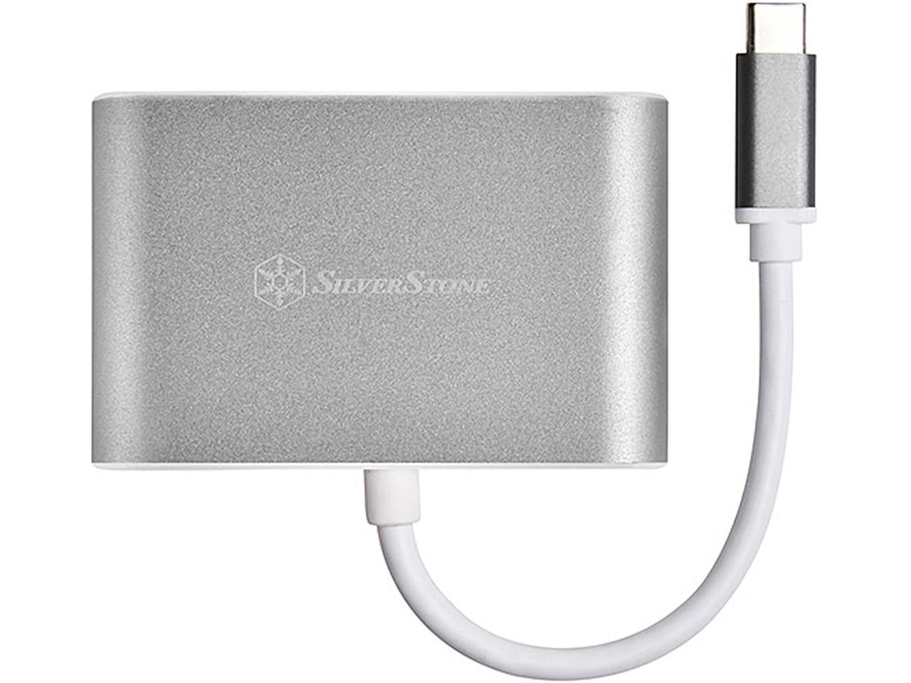 Silverstone SST-EP16 USB Type-C to VGA and HDMI Adapter, HDMI supports 4Kx2K@30Hz, VGA support 1920x1200@120Hz, Dual Screen Display Simultaneously,Charcoal