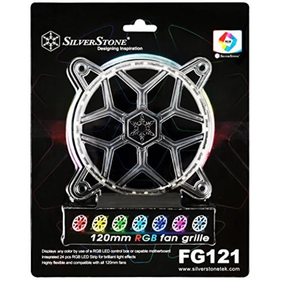 SilverStone Technology 120mm RGB LED Fan Guard / Grill for ASUS AURA SYNC / MSI Mystic Light Sync / ASROCK AURA RGB / BIOSTAR RACING and Others FG121