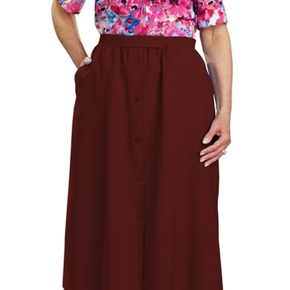 Silvert's Women Gabardine Plus Size Skirt, 40, Burgundy