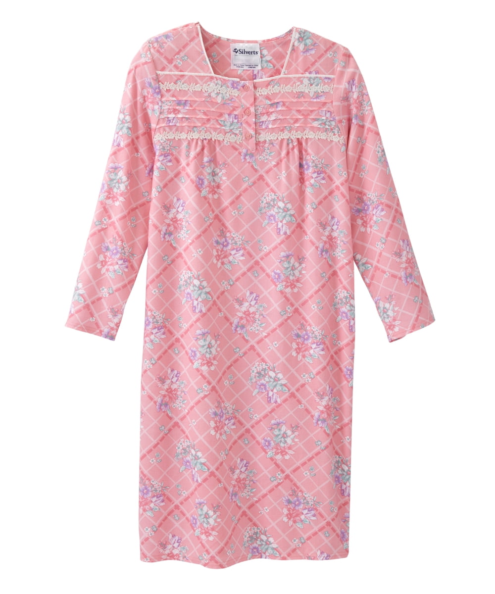 Silvert's Women’s Open Back Adaptive 100 Cotton Flannel Hospital Gown