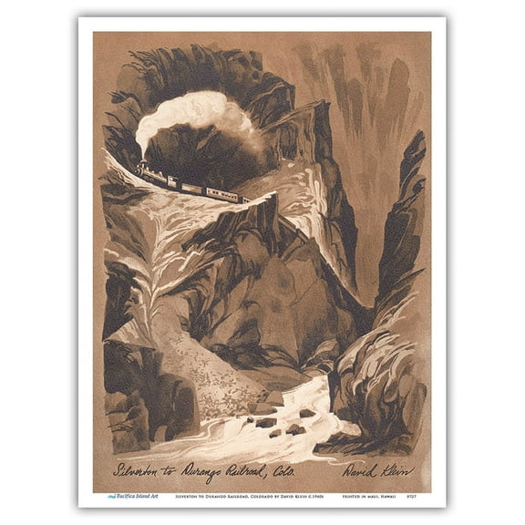 Silverton to Durango Railroad Colorado - Vintage Travel Poster by David Klein c.1960s - Master Art Print (Unframed) 9in x 12in