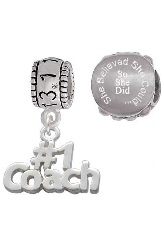 Silvertone #1 Coach 13.1 Half Marathon Run She Believed She Could Charm Beads (Set of 2)