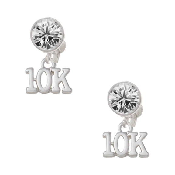 Silvertone 10K Clear Crystal Clip On Earrings