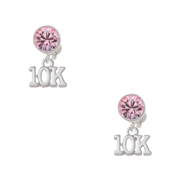 Delight Jewelry Silvertone 10K Pink Crystal Clip on Earrings