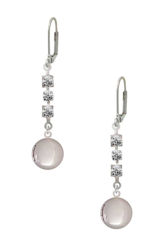 Silvertone 13.5mm Round Locket Crystal Madison Leverback Earrings