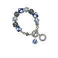 thumbnail image 1 of Silvertone 3-D Blue Striped Ornament Blue Moon Bead Charm Bracelet, 1 of 1