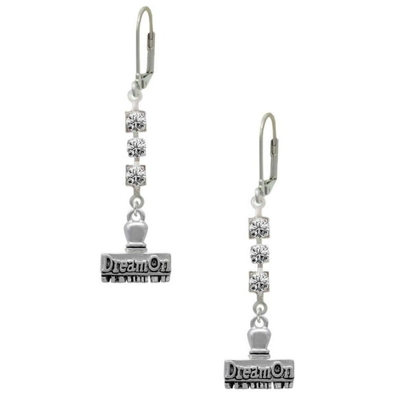Silvertone 3-D ''Dream On'' Stamp Crystal Madison Leverback Earrings