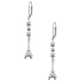 thumbnail image 1 of Silvertone 3-D Eiffel Tower Crystal Madison Leverback Earrings, 1 of 2