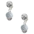 thumbnail image 1 of Silvertone 3-D Enamel Volleyball Spinner Clear Crystal Clip On Earrings, 1 of 3