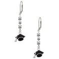 thumbnail image 1 of Silvertone 3-D Graduation Hat Crystal Madison Leverback Earrings, 1 of 2