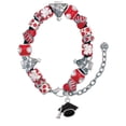 thumbnail image 1 of Silvertone 3-D Graduation Hat Red Christmas Bead Bracelet, 1 of 4