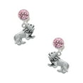 thumbnail image 1 of Delight Jewelry Silvertone 3-D Lion Pink Crystal Clip on Earrings, 1 of 5