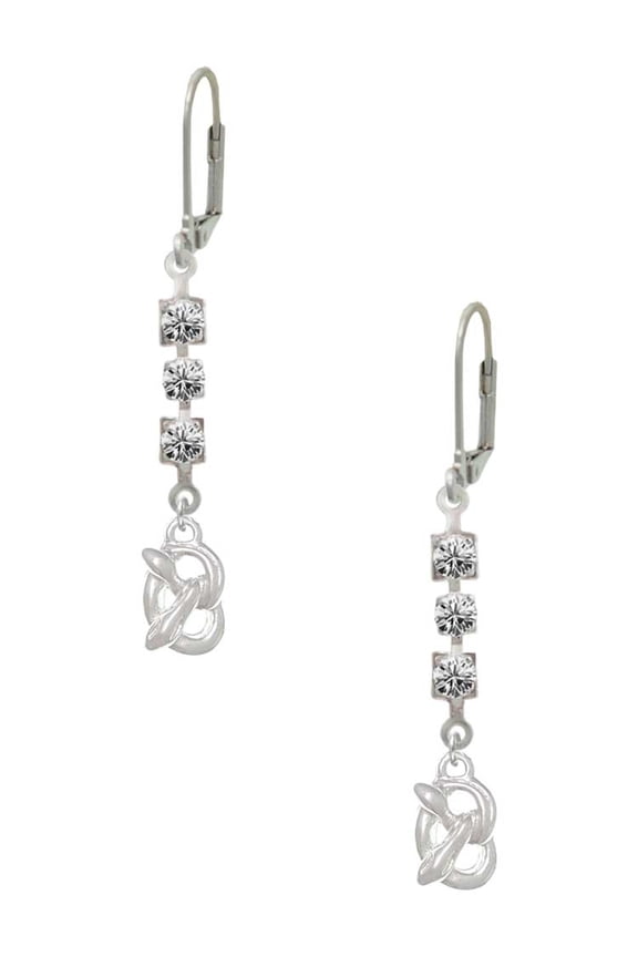 Silvertone 3-D Pretzel Crystal Madison Leverback Earrings