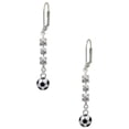 thumbnail image 1 of Silvertone 3-D Soccer ball Crystal Madison Leverback Earrings, 1 of 2