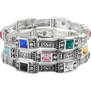 Silvertone 3 Piece Crystal Stretch Bracelet Set