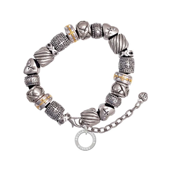 Silvertone Abuela Eternity Ring Silver Tone Christian Bead Bracelet