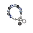 thumbnail image 1 of Silvertone Antiqued Round Seal - Clef Blue Moon Bead Charm Bracelet, 1 of 1