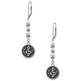 thumbnail image 1 of Silvertone Antiqued Round Seal - Clef Crystal Madison Leverback Earrings, 1 of 2