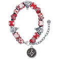 thumbnail image 1 of Silvertone Antiqued Round Seal - Clef Red Christmas Bead Bracelet, 1 of 4