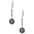 thumbnail image 1 of Silvertone Antiqued Round Seal - Initial - B - Crystal Madison Leverback Earrings, 1 of 3