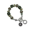 thumbnail image 1 of Silvertone Antiqued Round Seal - Initial - K - Fall Crystal Bead Charm Bracelet, 1 of 1