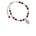 thumbnail image 1 of Silvertone Awareness Ribbon - Oval Seal Maroon Beaded Bracelet, 1 of 1