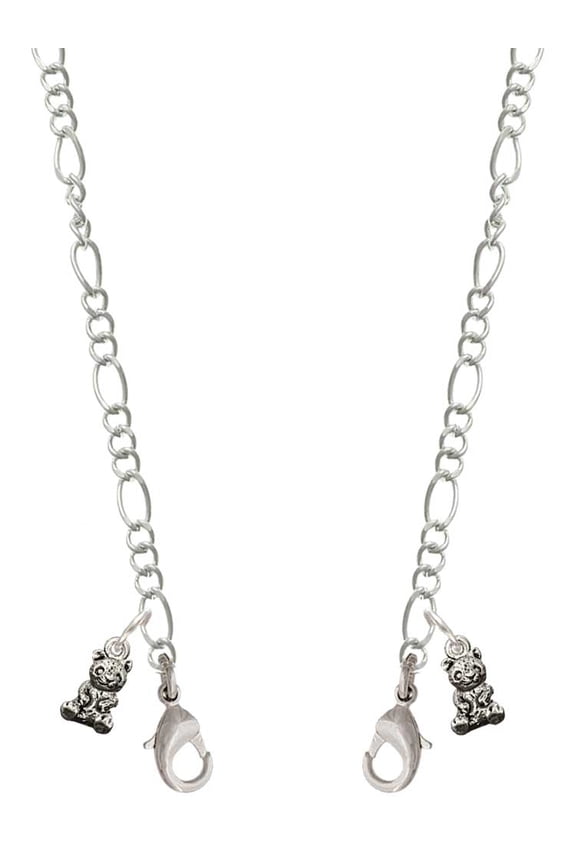 Silvertone Baby Panda Bear Sitting Silvertone Face Mask Necklace