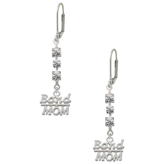 Silvertone Band Mom Crystal Madison Leverback Earrings