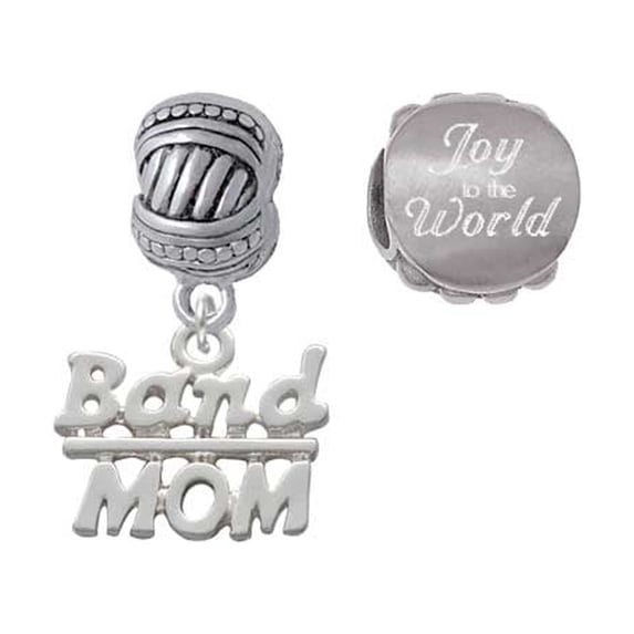 Silvertone Band Mom Joy to the World Charm Beads (Set of 2)