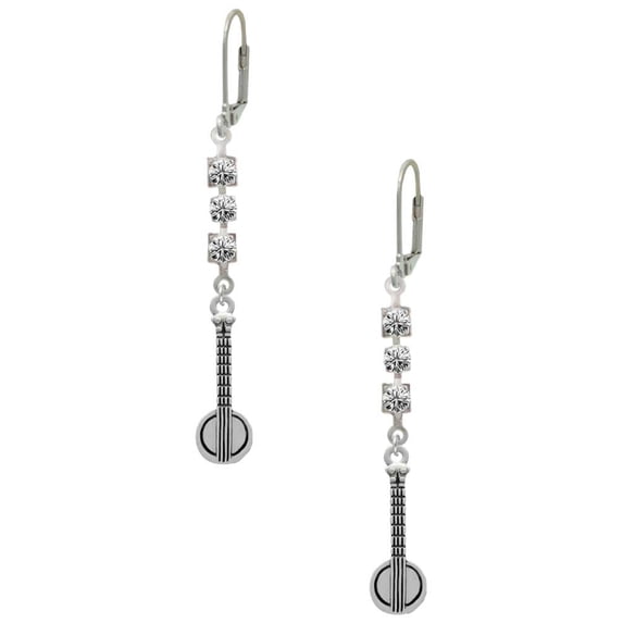Silvertone Banjo Crystal Madison Leverback Earrings
