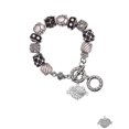 thumbnail image 1 of Silvertone Believe Banner on Clear Crystal Heart Black Pebble Bead Charm Bracelet, 1 of 1