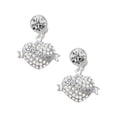 thumbnail image 1 of Silvertone Believe Banner on Clear Crystal Heart Clear Crystal Clip On Earrings, 1 of 3