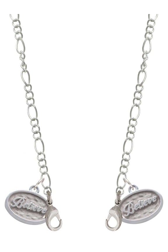 Silvertone Believe - Oval Seal Silvertone Face Mask Necklace