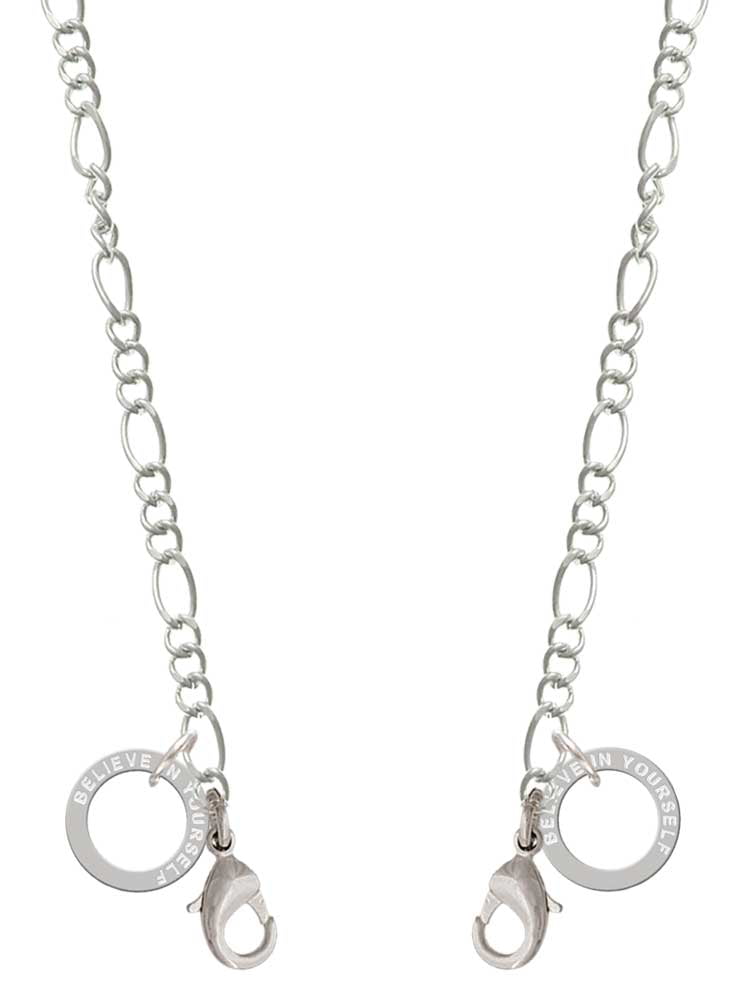 Silvertone Believe in Yourself Infinity Ring Silvertone Face Mask Necklace