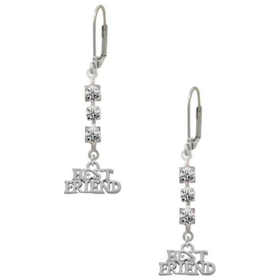 Silvertone Best Friend Crystal Madison Leverback Earrings