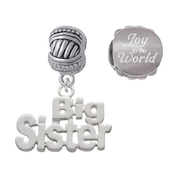Silvertone Big Sister Joy to the World Charm Beads (Set of 2)