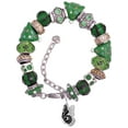 thumbnail image 1 of Silvertone Black Flying Butterfly Green Christmas Bead Bracelet, 1 of 4