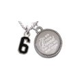 thumbnail image 1 of Silvertone Black Number - 6 You Are More Loved Than You Will Ever Know Engraved Necklace, 1 of 1