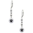 thumbnail image 1 of Silvertone Black Paw on White Disc Crystal Madison Leverback Earrings, 1 of 2