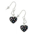 thumbnail image 1 of Silvertone Black Resin Heart with Tropical Crystals Heart French Earrings, 1 of 1