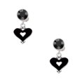 thumbnail image 1 of Delight Jewelry Silvertone Black and White Enamel Heart Black Crystal Clip on Earrings, 1 of 5