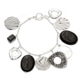 thumbnail image 1 of Silvertone Black and White Glass and Shell Toggle Bracelet, 1 of 1